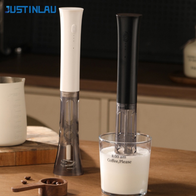 Electric Milk Frother Handheld - JUSTINLAU Handheld elektrische melkopschuimer, 3 snelheden,