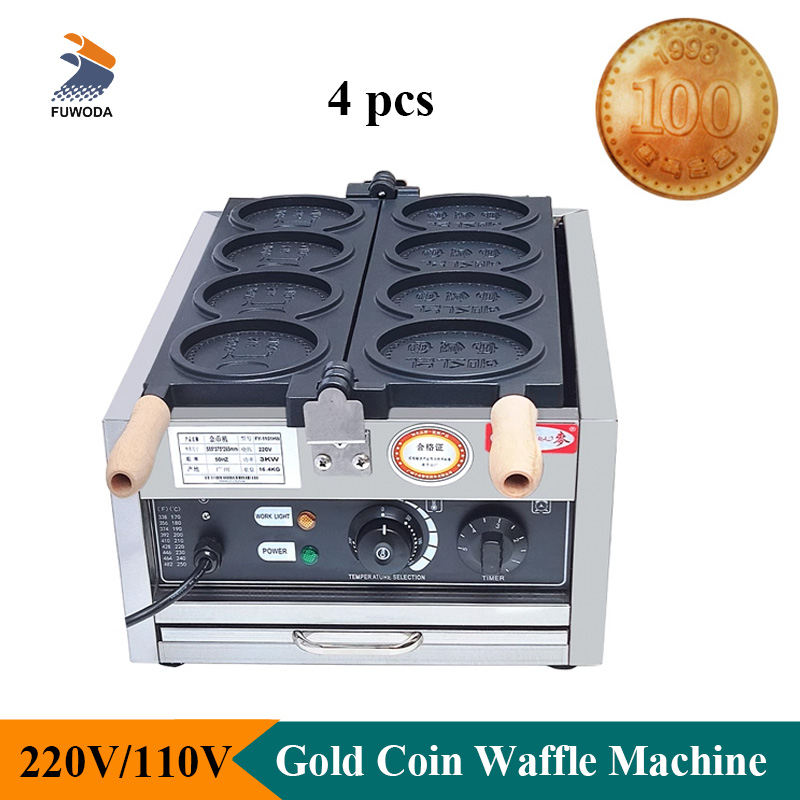 Mini Waffle Maker Machine - 4 Stuks Kleine Gouden Munt Brood