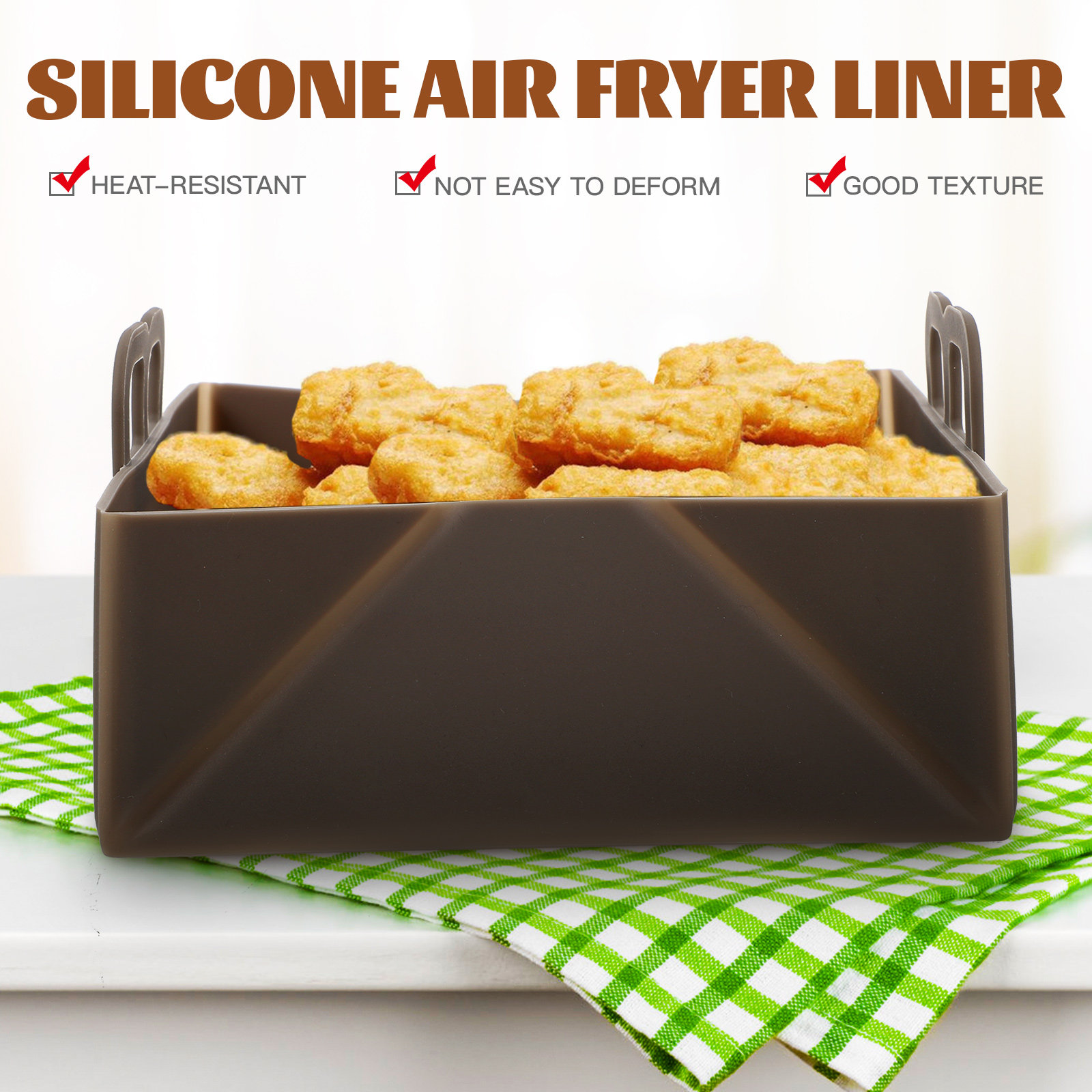 Herbruikbare siliconen bakmat  - Air Fryer Silicone Pot Liner recensie en prijs